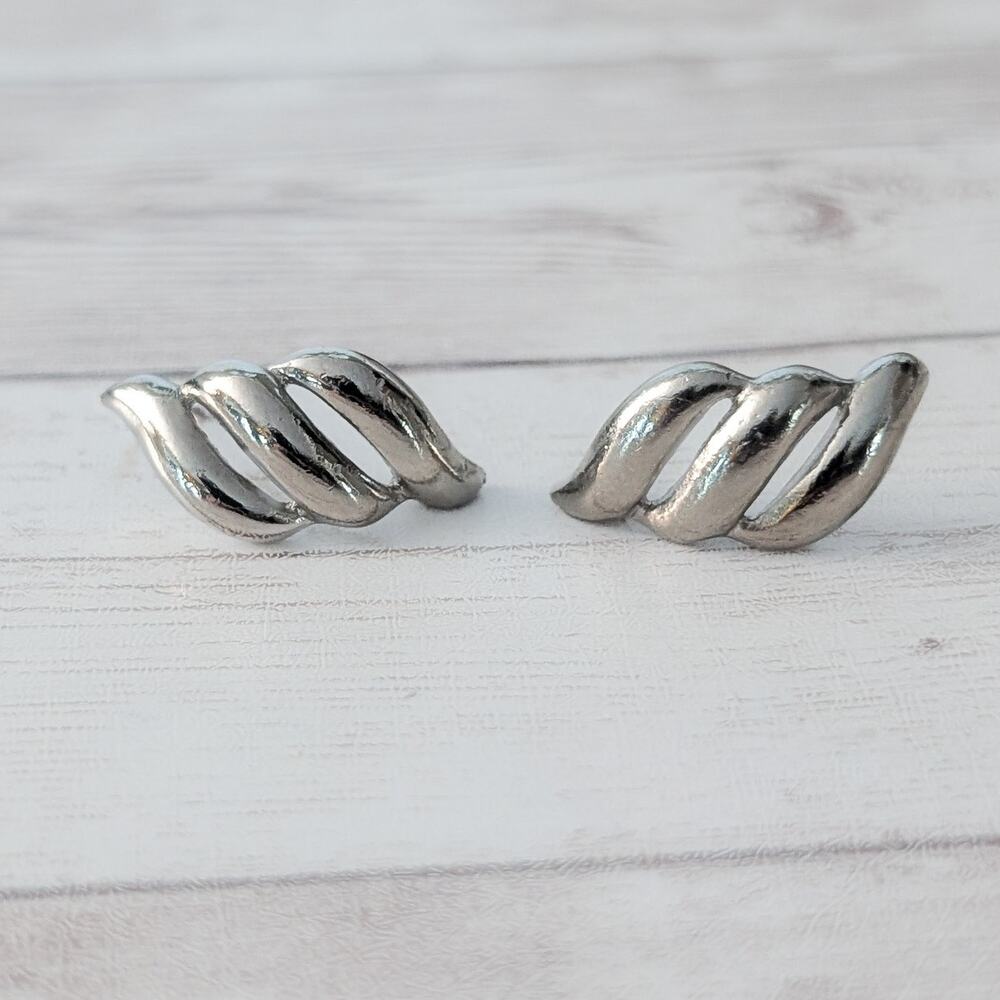 Vintage Stud Earrings Statement Silver Tone Classy Earrings Elegant